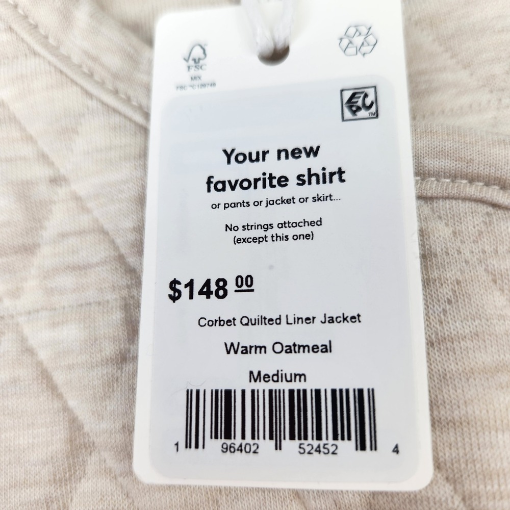 Marine Layer Corbet Quilted Liner Jacket Warm Oatmeal Beige Medium 96402-52452 - Picture 3 of 6